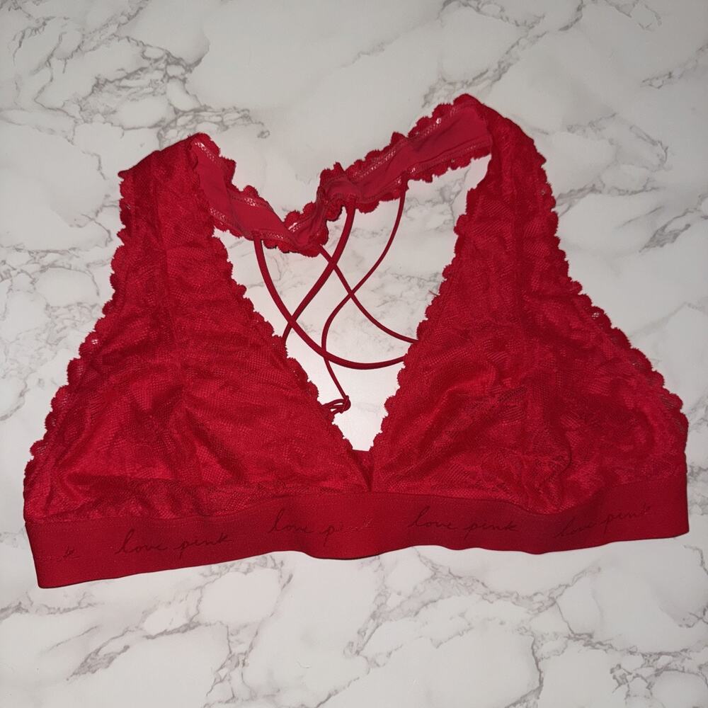 NEW Victoria’s Secret Red Lace Floral Bralette Wireless XXL
